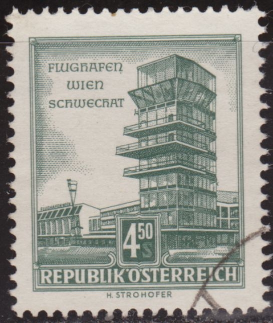 Austria 1957 Scott 627A Sello º Schwechat Airport Vienna 4,50s Timbre Autriche Osterreich